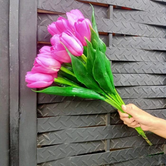 ditari bunga tulip besar bunga tulip plastik dekorasi pot bunga