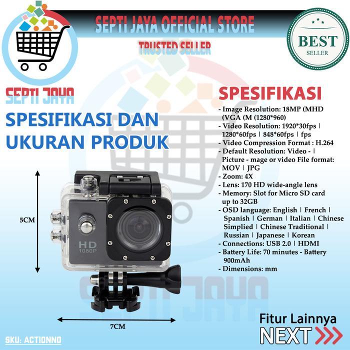 kemgraf- Sportcam Kogan Kamera Action Hd 1080P Anti Air Kedalaman 30 Meter Ori