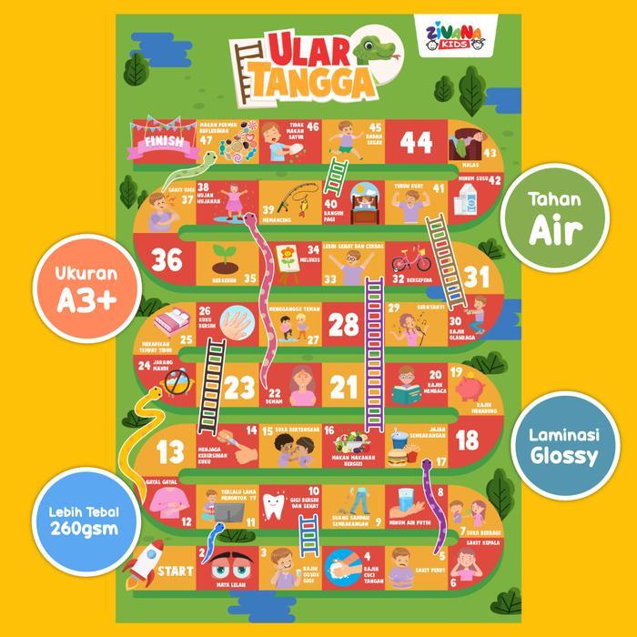TERMURAH Zivana Kids - Ular Tangga Anak Sehat - Mainan Edukasi Anak