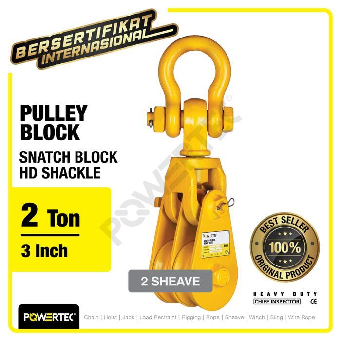 Snatch Block / Pulley Block Shackle 2 Ton - 3" HD 2 Sheave POWERTEC