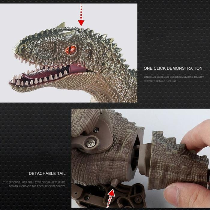 [Capt] Mainan Remote Control Robot Dino Raptor Lampu & Suara Menggunakan Baterai Charge - Rc Raptor