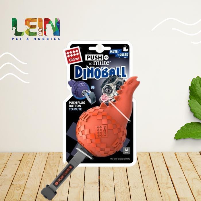 GiGwi Mainan Anjing - Push To Mute Dinoball Apatosaurus Orange