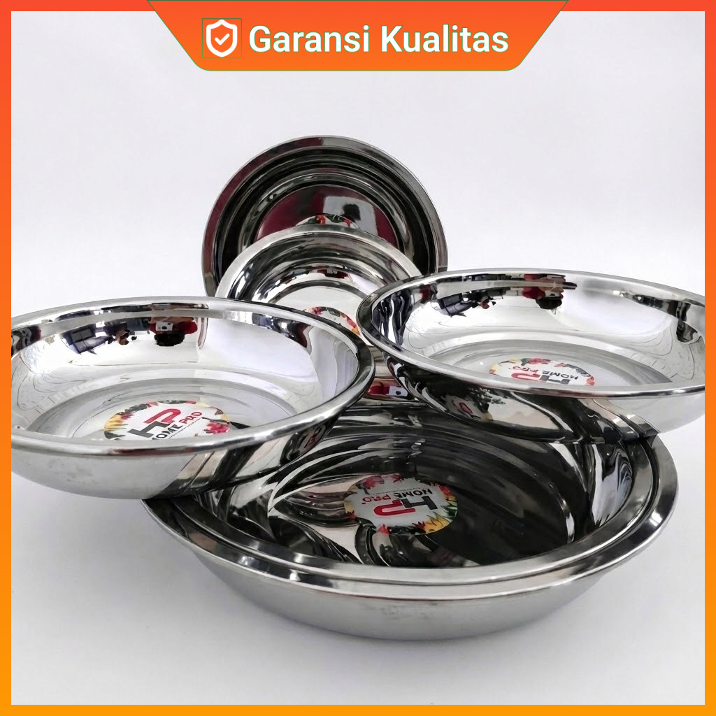 Piring Seng Stainless Polos Anti Pecah Berbagai Ukuran Alat Makan