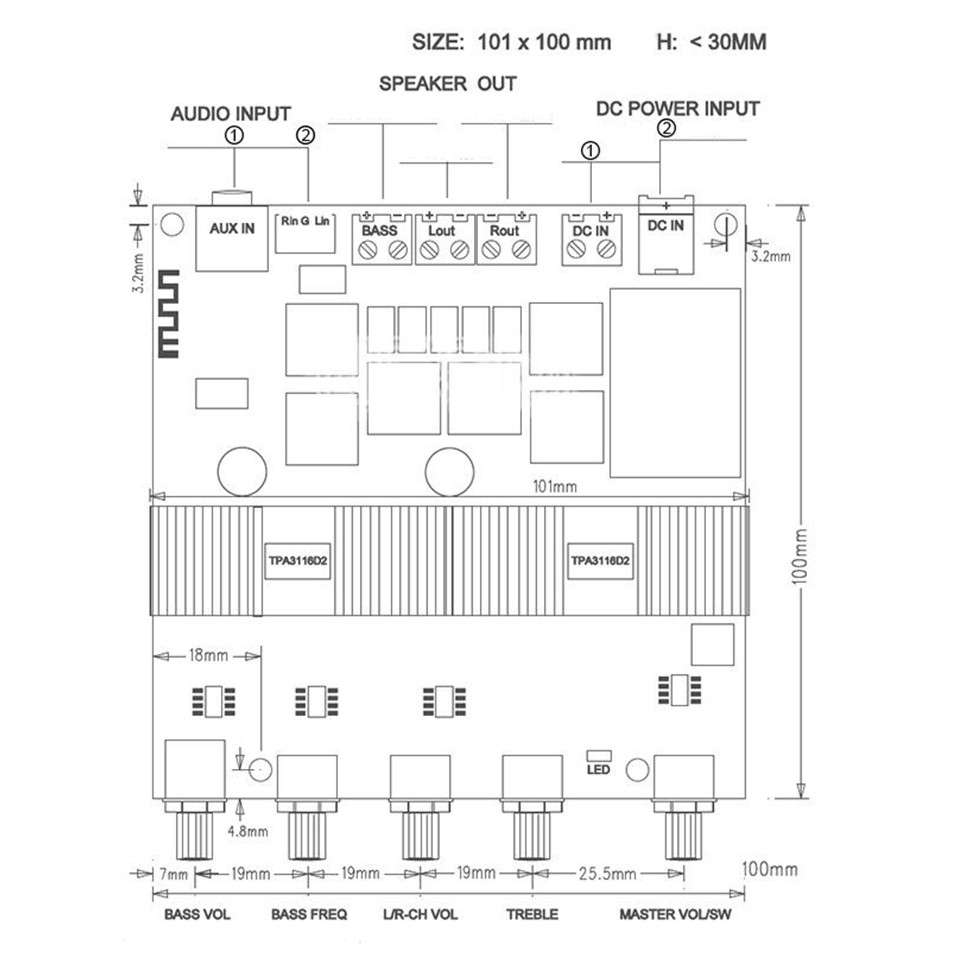 - Aiyima Tpa3116 Subwoofer Amplifier Board 2.1 Channel High Power