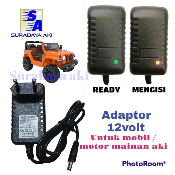 adaptor Charger aki mobil mainan 12v cas aki mobil motor anak 12v 1a