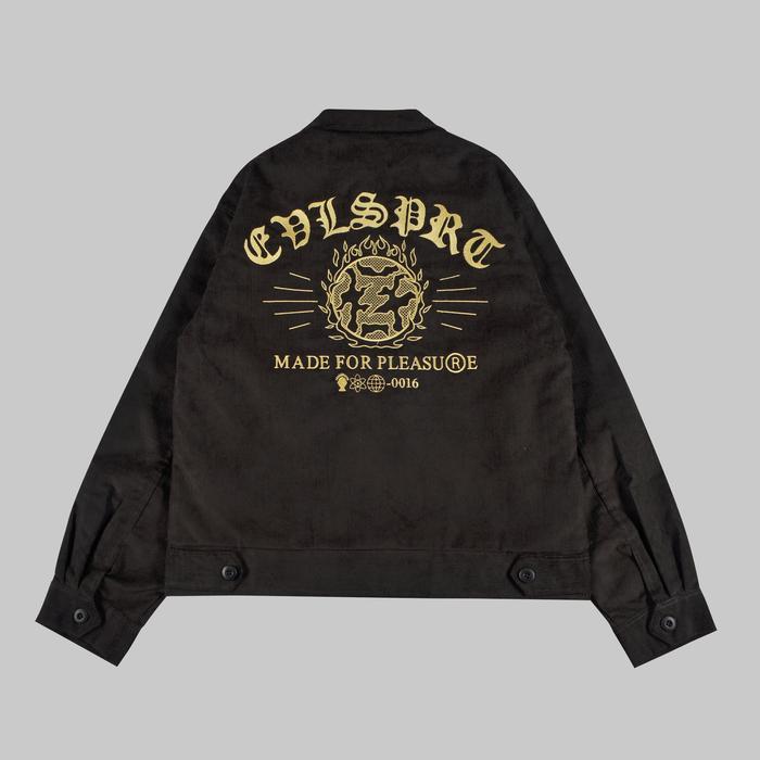 EVILSPIRIT JACKET CORDUROY - ATLAS BROWN UNISEX Pria Jaket Panjang Casual Cowok Bordir Motif Parasut