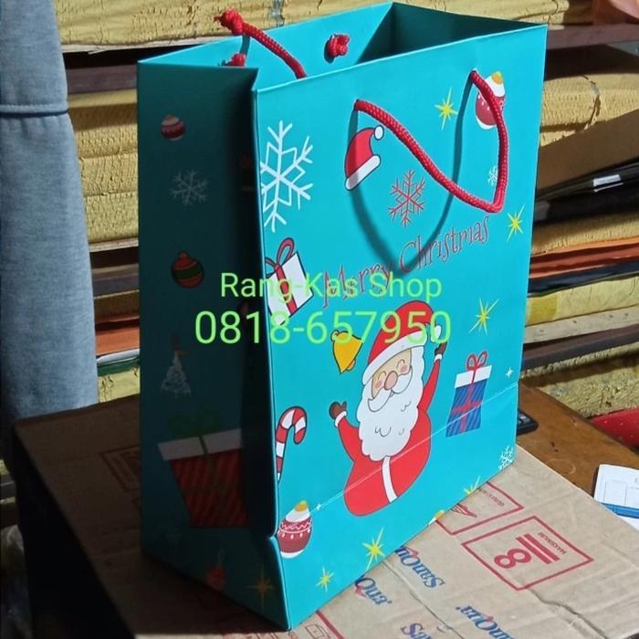 Paperbag Christmas Natal 20X25 Karton Glossy Isi 12Pcs