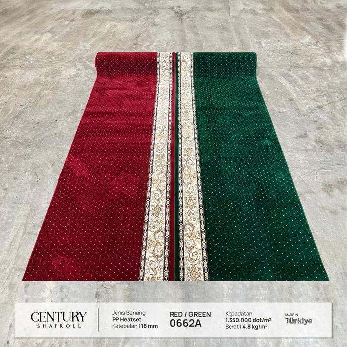 ASLI Karpet Masjid Tebal Premium Turkiye Century 0622A - Green & Red READY STOCK