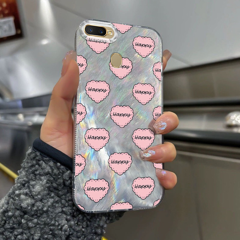 Casing Hp Untuk OPPO A7 OPPO A5s OPPO A12 OPPO A12S A11k Case Casing pola Cinta Pink Kasing HP Cesin