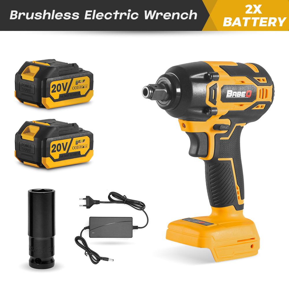- 20V Cordless Brushless Electric Impact Wrench 520N.M Wrench