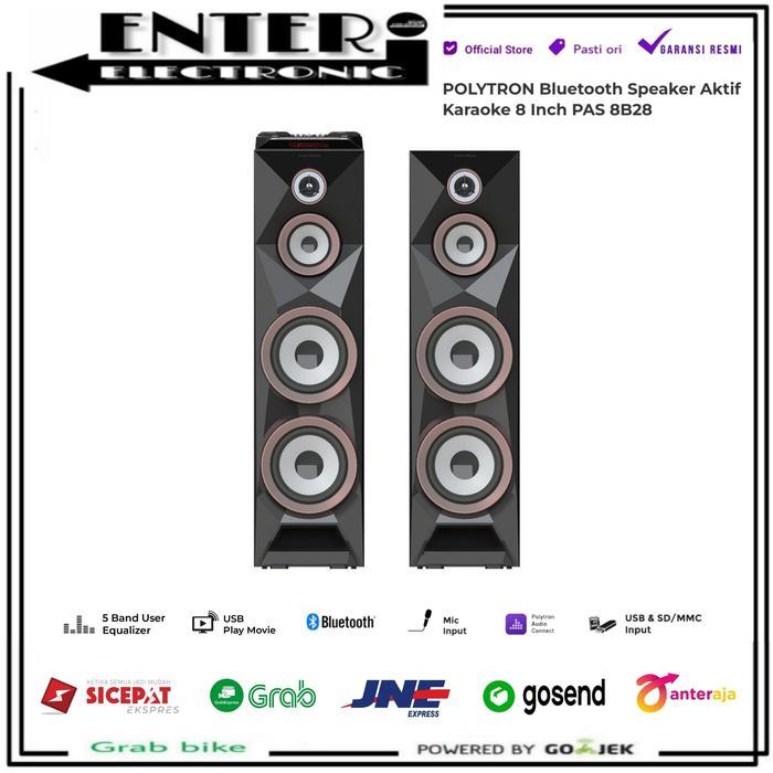 Polytron Pas8B28 - Active Speaker Aktif Bluetooth Usb Karaoke Pas 8B28