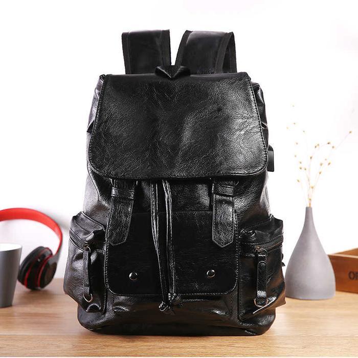 Max-Mor M187 Tas Ransel Kulit Pria Tas Kulit Pria BackPack Kulit Pria PREMIUM Serut Travel ransel