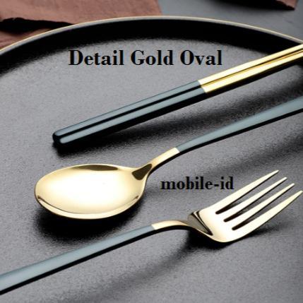 Promo [Premium] Set Alat Makan Korea Stainless, Box Sendok Garpu Sumpit Gold Original