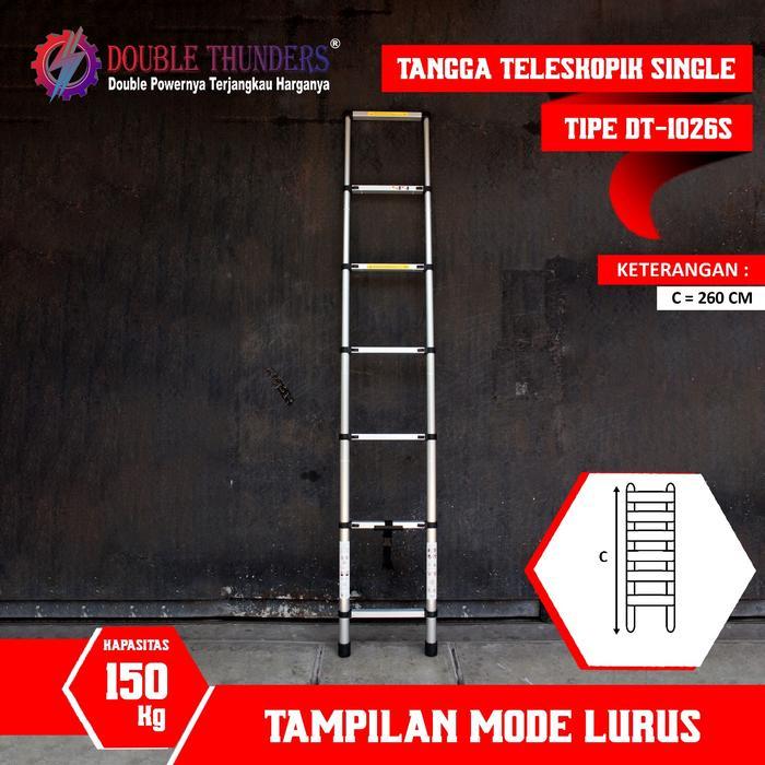 Grosir Tangga Teleskopik Aluminium Single 2.6 M Tangga Teleskopik 4 Meter Tangga Portable Terlaris