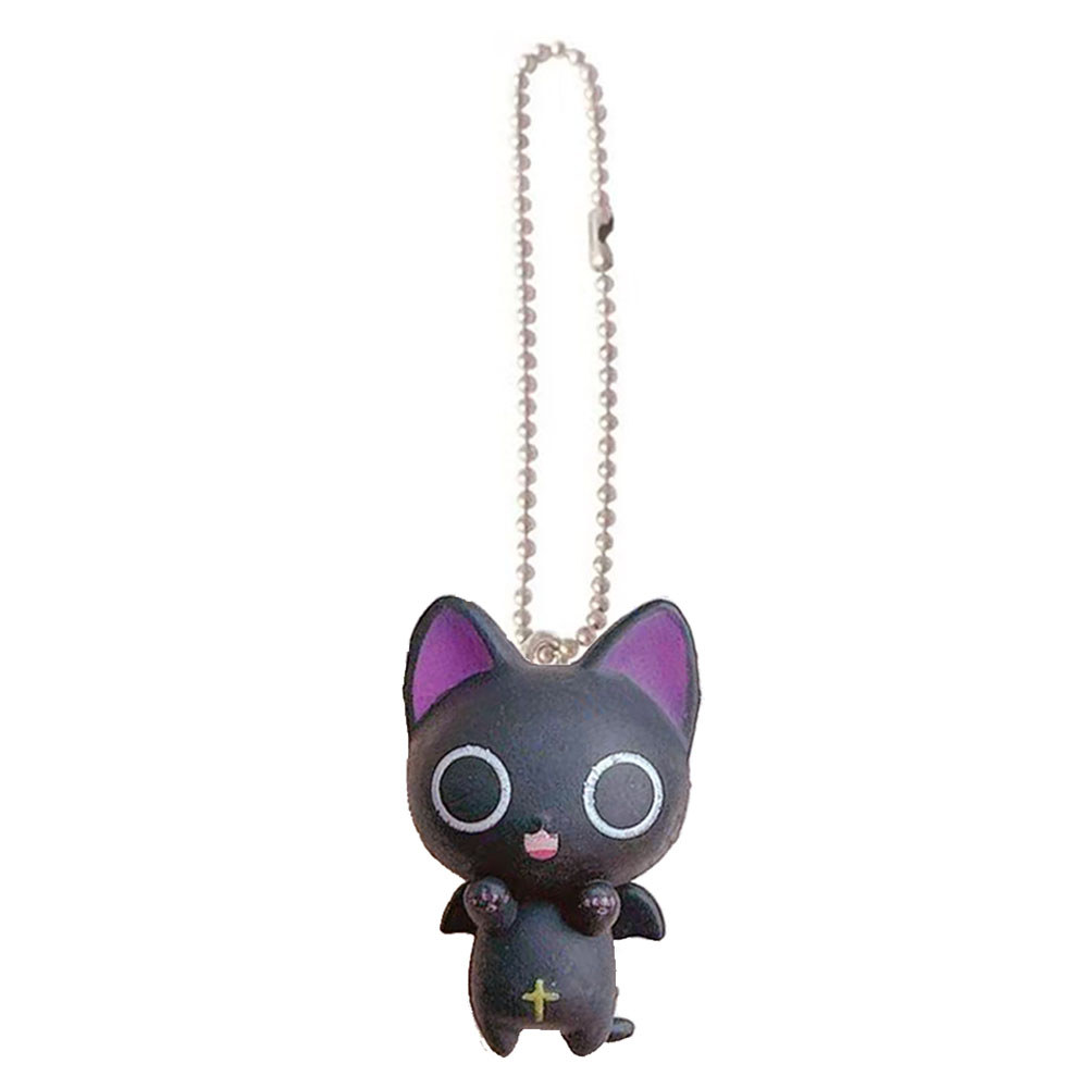 Cute The Gothic World of Nyanpire Vampire Black Cat PVC Keychain Keyholder Small Pendant Cartoon