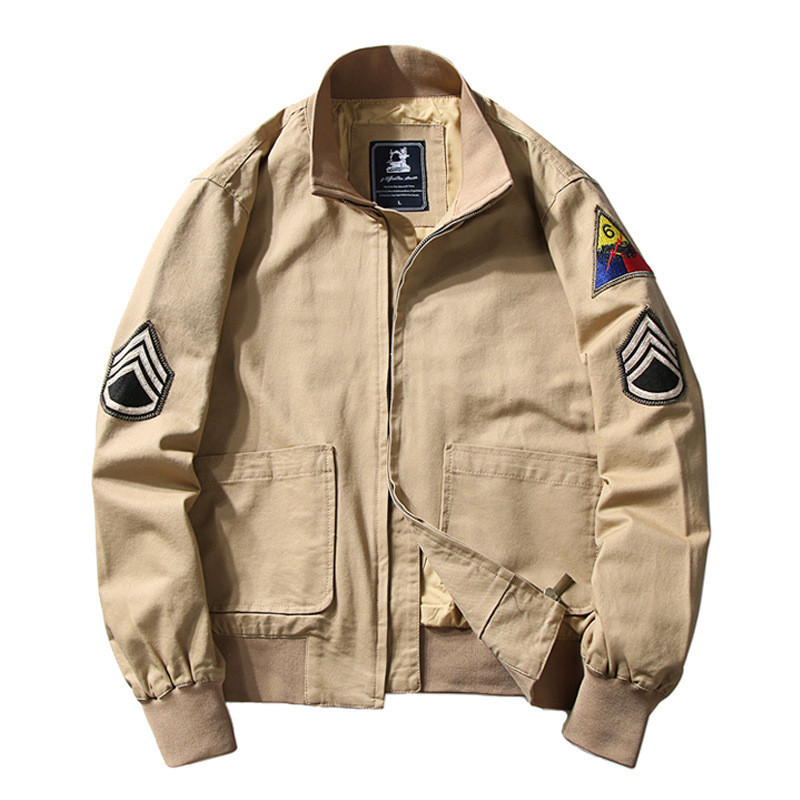 2025 Brad Pitt Fury WW2 Tanker Khaki Spring Military Cotton Bomber Jacket Lightweight Men's Cotton