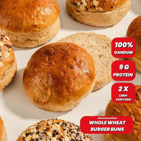 87ekcr- Roti Burger Gandum Vegan / Burger Buns Stronghold Bakery