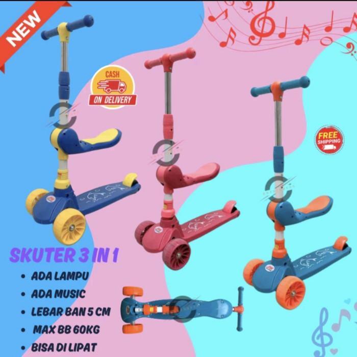 SKUTER OTOPED ANAK LIPAT 2IN1 RODA 3 + DEKER + HELM