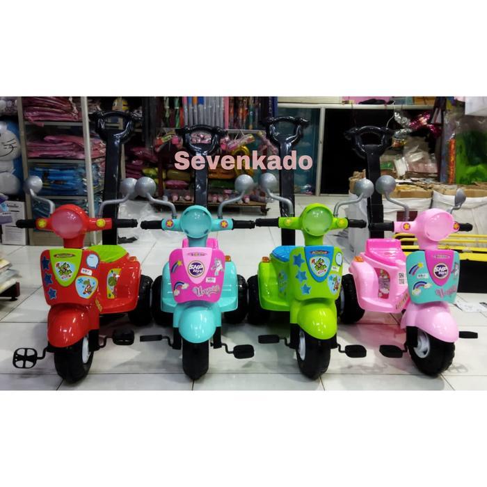 SCOOTER 609 S MAINAN ANAK SEPEDA VESPA RODA 3 DORONG MUSIK