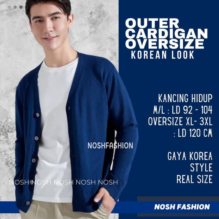 Cardigan Rajut Pria Korean Look Riko /Outer Kardigan V-Neck Cowok Rico NOSH Fashion