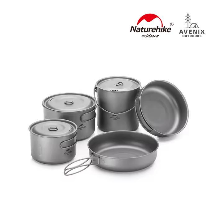 Naturehike NH18T101-A NH18T202-B NH18T303-C Titanium Cooking Pot Pan - Panci Masak Camping