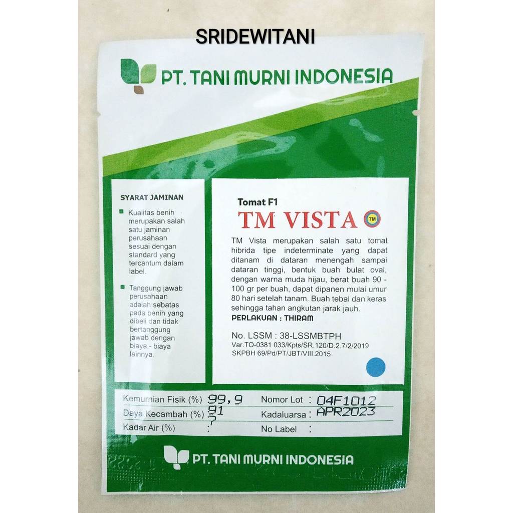 Benih Tomat F1 Isi 3000 Biji TM VISTA F1 Bibit Sayuran Hibrida F1 Cap Tani Murni Indonesia