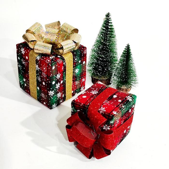 New Box Kado Natal Hias Dekorasi Kotak Kado Natal Snowflake Pita Acc Ornamen Natal Hiasan Natal