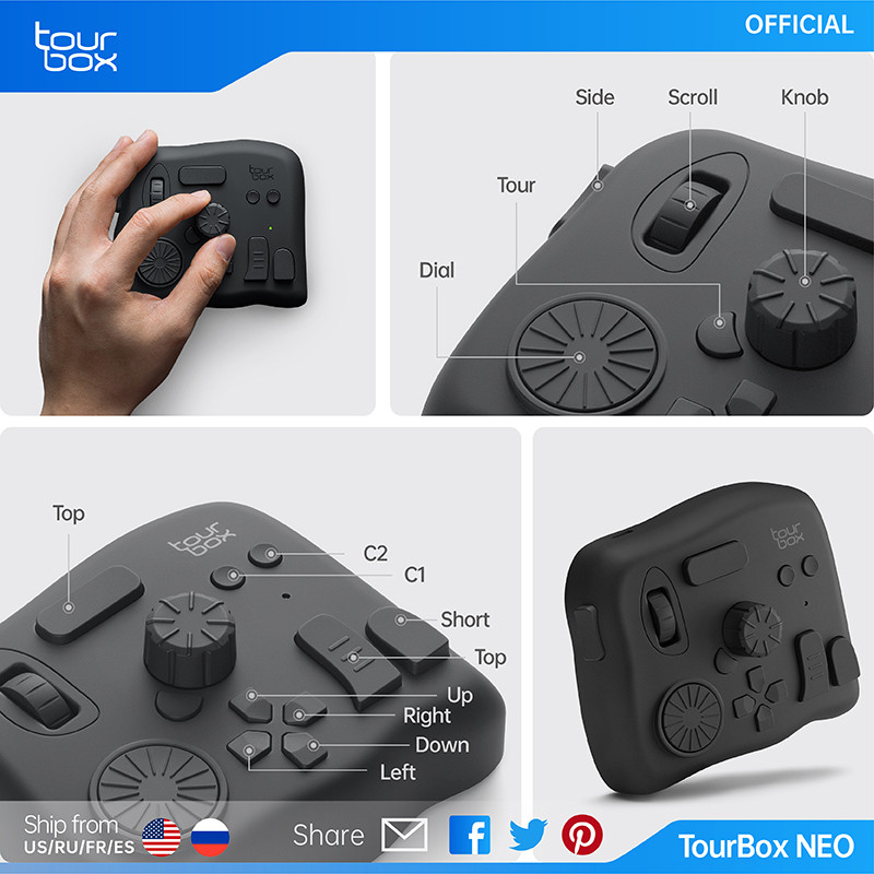 Upgraded Tourbox Neo - The Advanced Editing Console For Graphics Tablet Digital Drawing Photo And