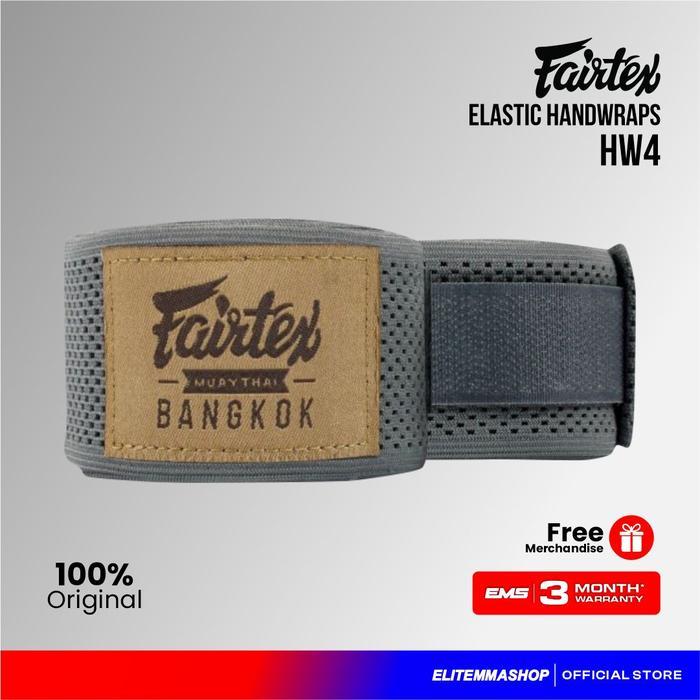 (COD) FAIRTEX ELASTIC HANDWRAPS HW4 GREY BANDAGE ELASTIS BOXING MUAYTHAI THAU BOXING
