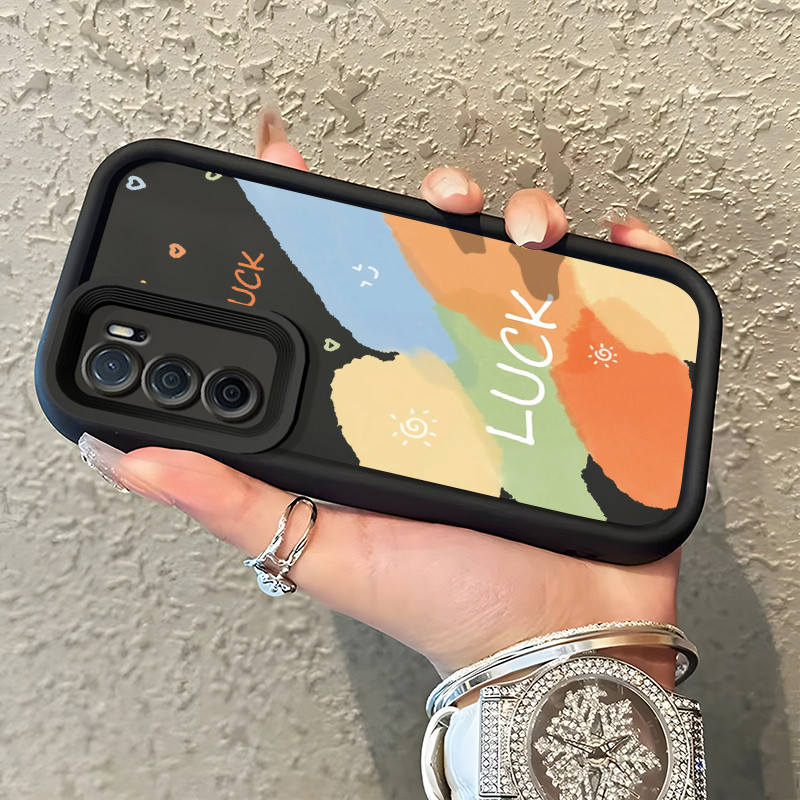 Casing Hp Untuk OPPO A16 OPPO A16s OPPO A54s Case Mural cat warna pelangi Kesing TPU Phone Cover Kas