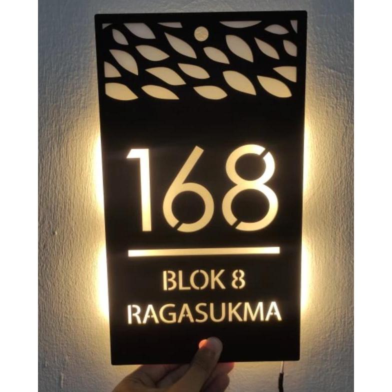 Papan Nomor Rumah Lampu Led Acrylic Hiasan Teras Rumah Akrilik