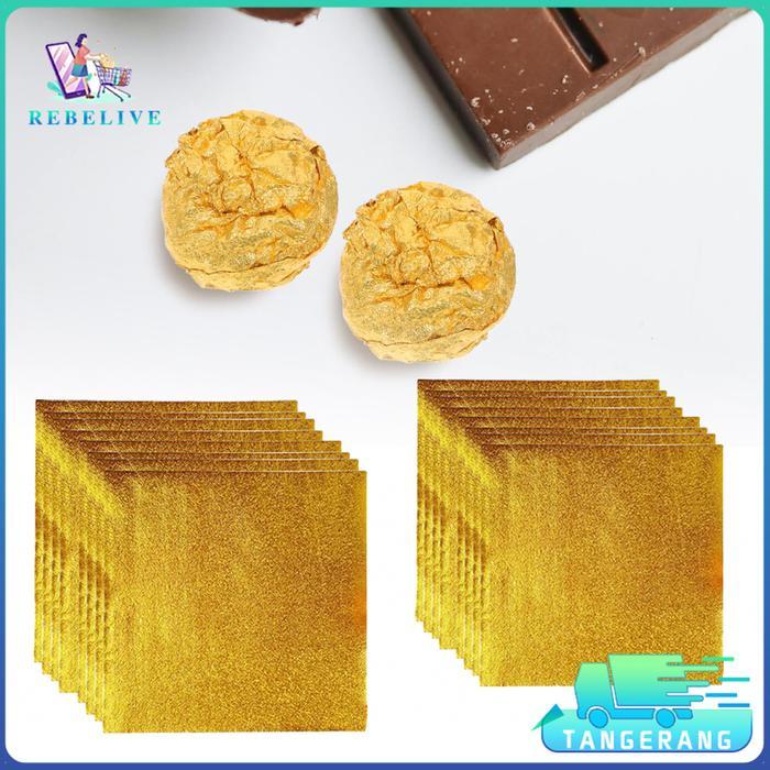 100Pcs Gold Pembungkus Coklat Foil Alu Paper Permen Kertas Pembungkus