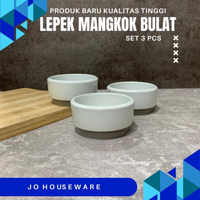 SALE SET 3 PCS Lepek mangkok bulat kecil keramik premium putih polos diameter 9,5cm lepek mangkok