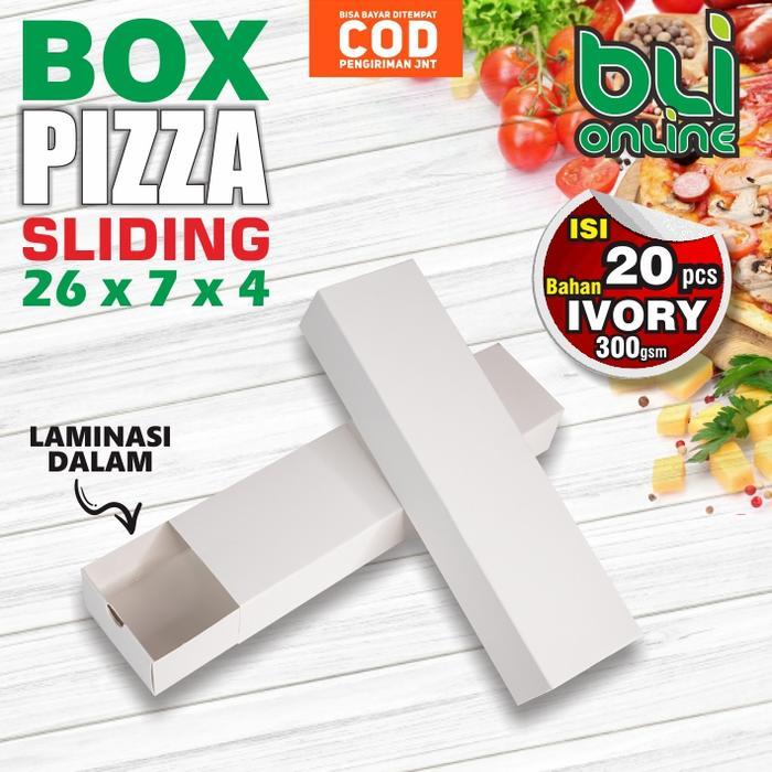 New- Box Pizza Sliding POLOS 26 x 7 x 4 / isi 20pcs / Box Pizza Panjang / Box Pizza persegi / Kotak