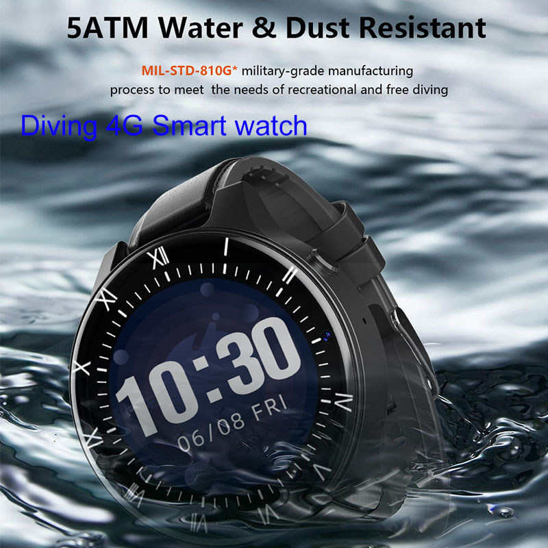 2024 Sports Swimming Android 4G Lte Smart Watch Men Ip68 Level 50M Waterproof Dual 13Mp Camera