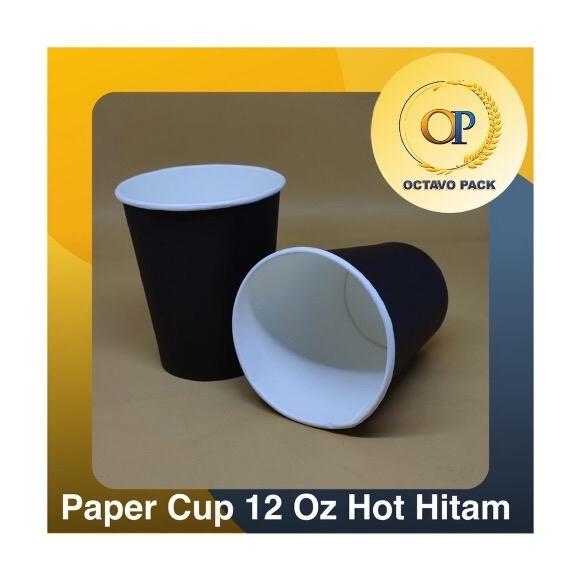 Paper Cup 12 Oz Hot Hitam / Gelas Kertas Minuman Panas 12 Oz Warna / Cup Coffee (Isi 50 pcs)