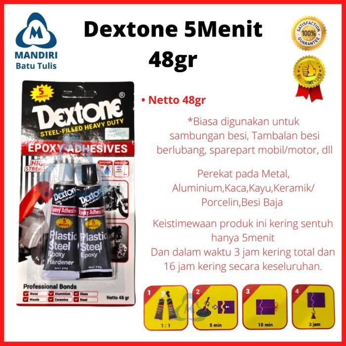 3b88t- Lem Dextone 5M Besar 48Gram / Lem Dextone Plastic Steel Expoxy / Lem Besi 5 Menit