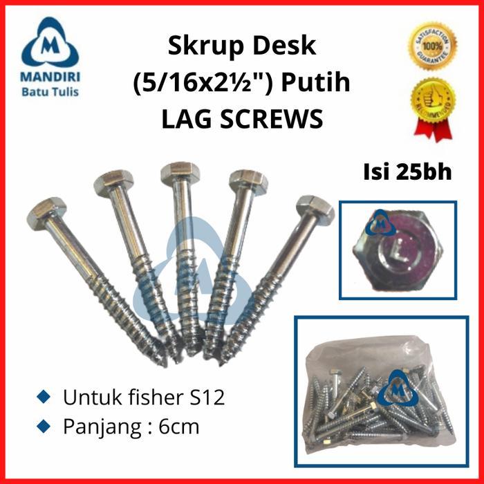 WTFT- Skrup Desk 5/16 X 2 1/2" Inch Putih - Sekrup Fisher S12