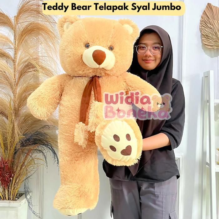 Berkualitas Boneka Boneka Teddy Bear Syal Telapak Jumbo 90cm PREMIUM RASFUR Lembut Aman Dapat