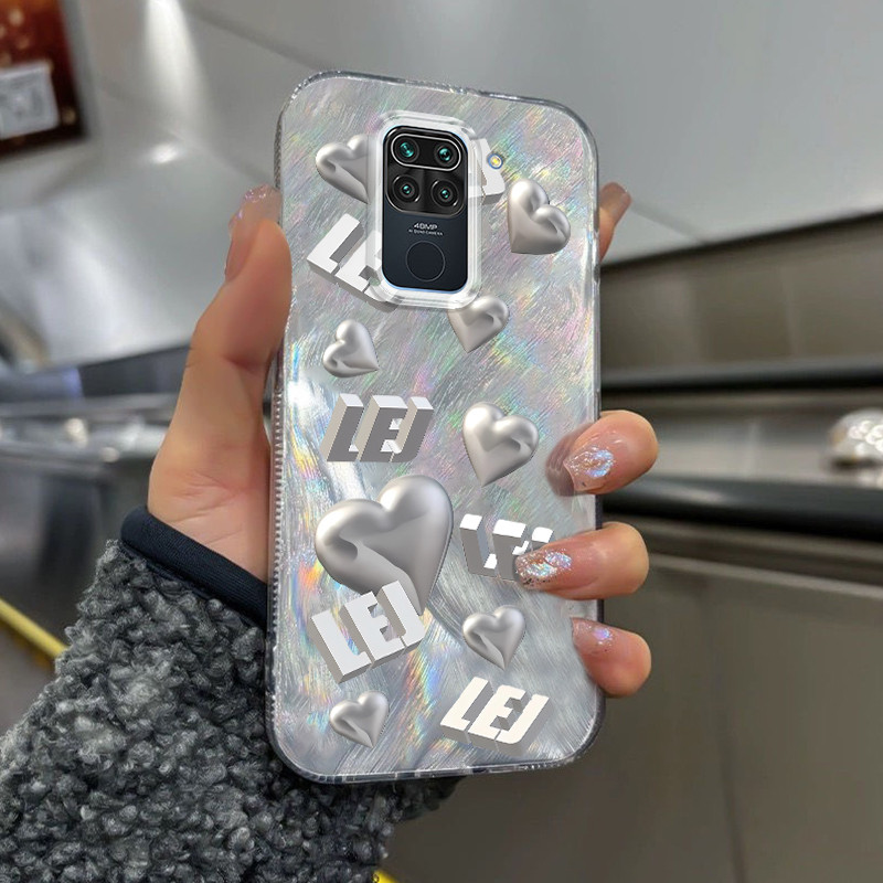 Casing Hp Xiaomi Redmi Note 9 Case Casing pola Cinta Kasing HP Cesing Silikon Softcase bulu transpar