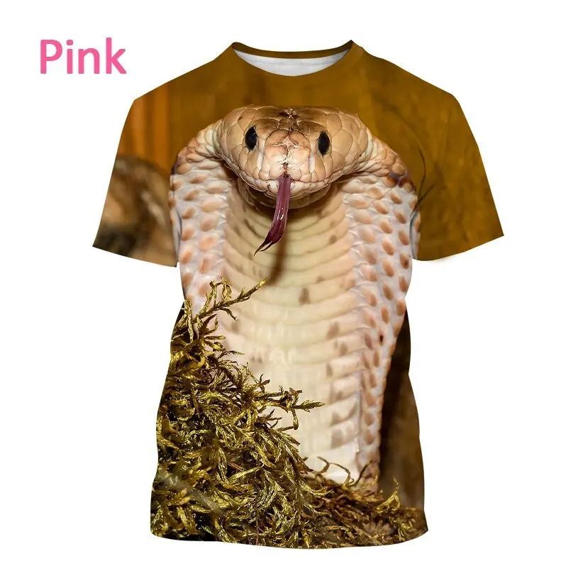 Men's Summer 3d Printed Animal Snake Print T-Shirt Round Neck Short Sleeve Personality Casual