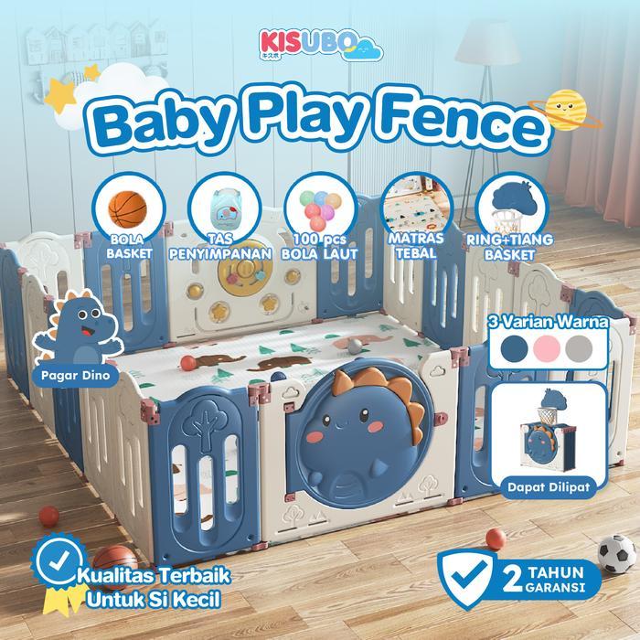 Kisubo Dino Baby Play Fence Pagar Bayi Baby Fence Pagar Anak