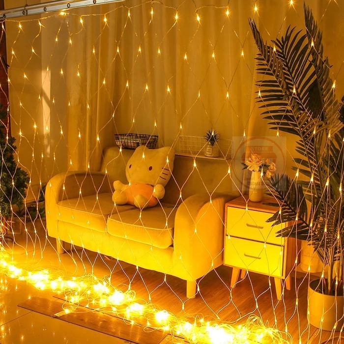 Lampu Hias Jaring Net 3X2 Meter Dekorasi Taman Lampu Natal Jala Jaring