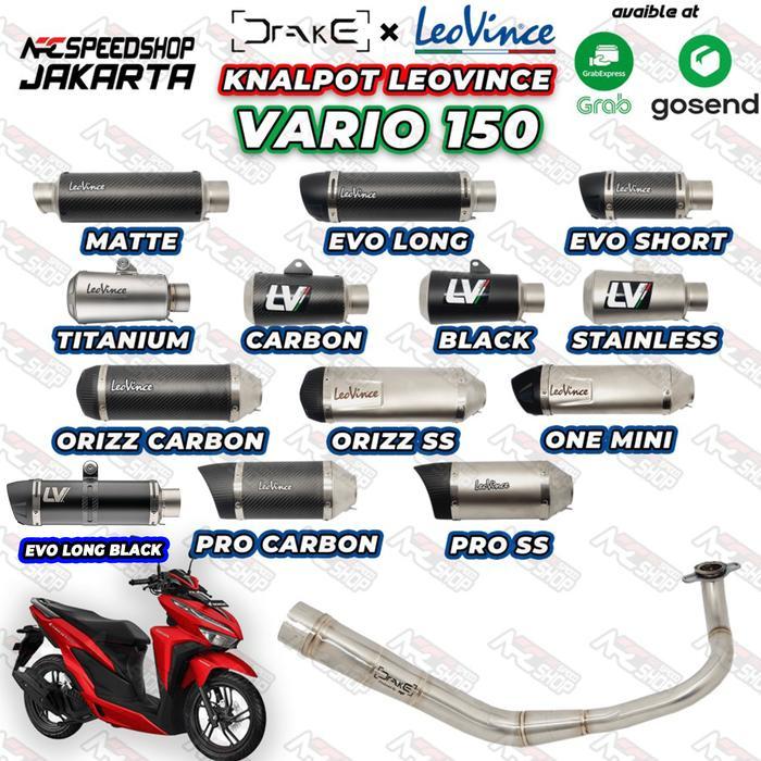 KNALPOT HEADER R9 Drake HONDA VARIO 150 + SILENCER LEOVINCE FULLSYSTEM CARBON MATTE EVO LONG CARBON