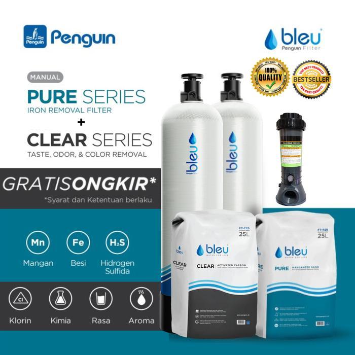 Paket Filter Air sumur/tandon penguin FRP mangan carbon chlorinator