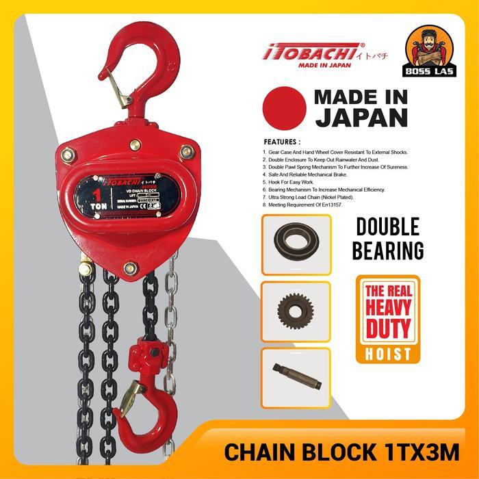 Chainblock Chain Block Takel Katrol 1 Ton x 3M Itobachi