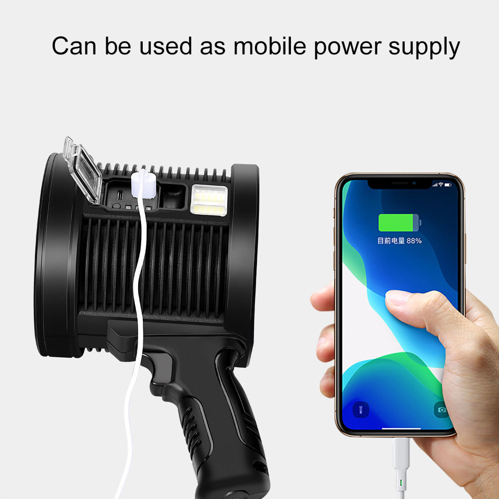High Power Led Flashlight Rechargeable Usb Searchlight Cob Lamp