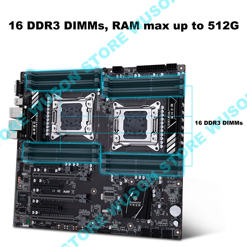 Huananzhi X79-16D Dual Cpu Socket Motherboard With 16 Ddr3 Memory