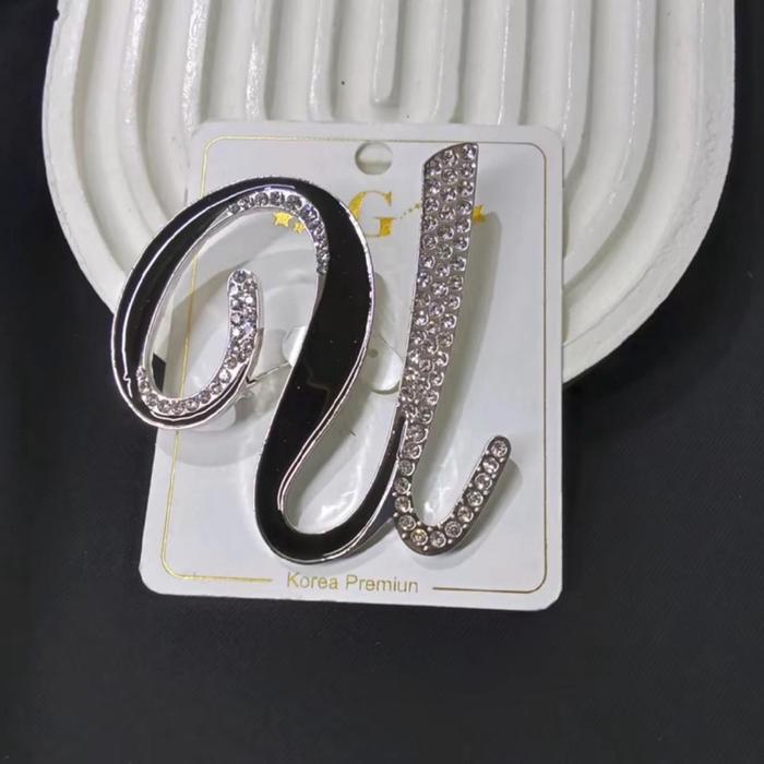 RELIGBANGET- Bros Huruf Premium Permata Peniti Aksesoris Hijab Clips Bros Huruf Premium