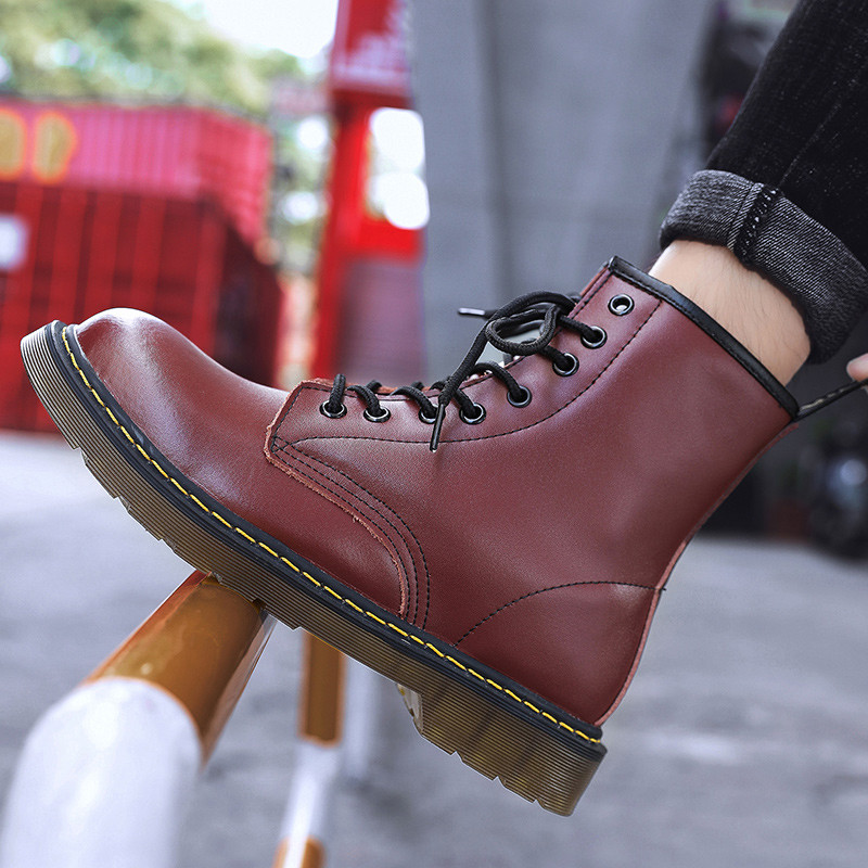 Fashion Men'S Leather Boots Genuine Leather Shoes Outdoor Boots Motorcycle Boots Riding Boots Snow